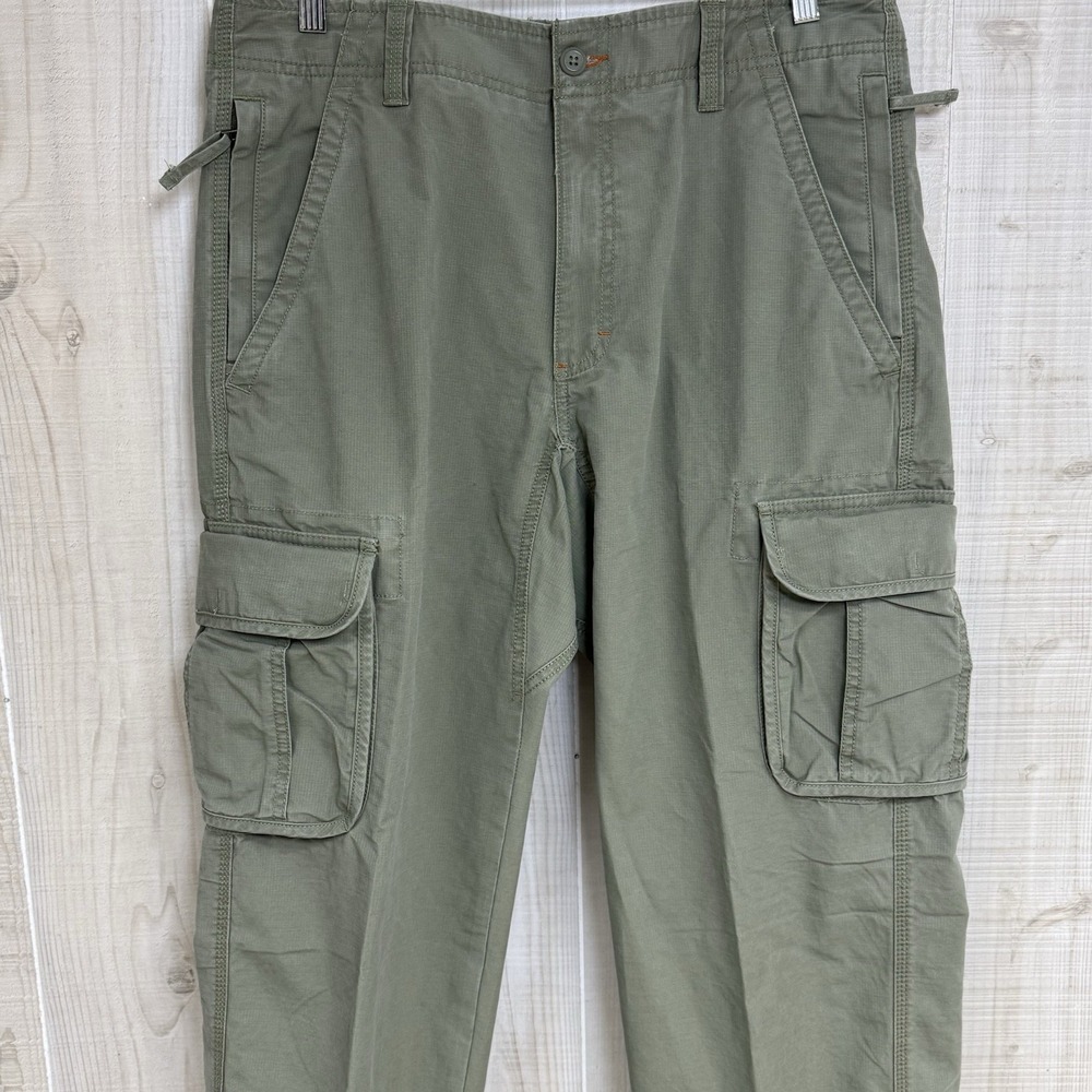 VTG LL Bean Men's Cargo Pants 33x34 Cotton Natural Fit Khaki Outdoor Hiking